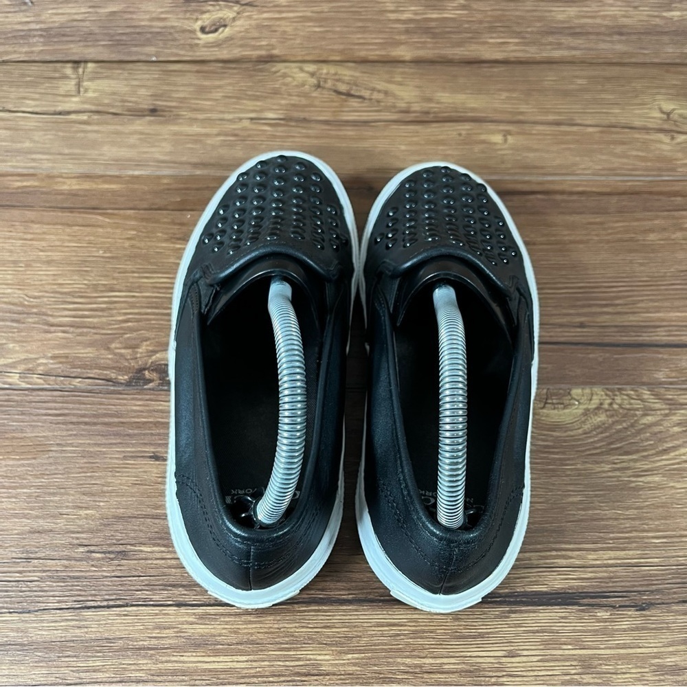 Coach Chrissy Rivets Black Leather‎ Studded Slip-On Sneakers Women’s Size 6.5 - Picture 5 of 11